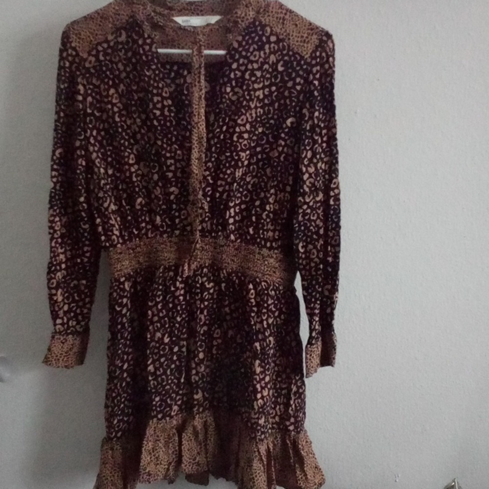 Zara women's leopard long sleeve dress